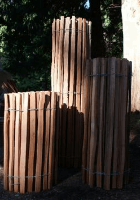 Bundled cedar stakes ready for delivery
